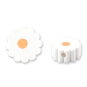 Perles en polym&egrave;re fleur White-orange