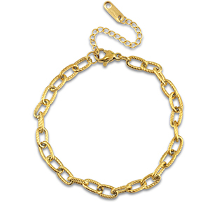Bracelets en acier Inox cha&icirc;ne maille torsad&eacute; Dor&eacute;