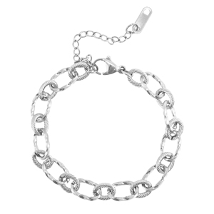 Bracelets en acier Inox cha&icirc;ne maille torsad&eacute; Argent&eacute;