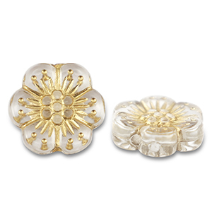 Perles acryliques fleur Transparent-dor&eacute;