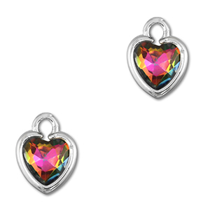 Pendentifs en verre Crystal glass coeur AB Coating-argent&eacute;