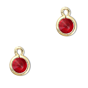 Pendentifs en verre Crystal glass rond Rouge-dor&eacute;