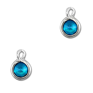 Pendentifs en verre Crystal glass rond Bleu-argent&eacute;