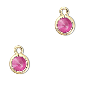 Pendentifs en verre Crystal glass rond Rose fonc&eacute;-dor&eacute;