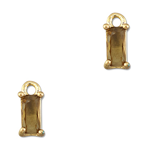 Pendentifs en verre Crystal glass rectangle Orange marron-dor&eacute;