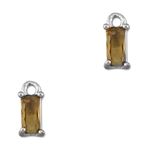 Pendentifs en verre Crystal glass rectangle Orange marron-argent&eacute;