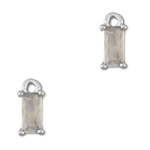 Pendentifs en verre Crystal glass rectangle Gris clair-argent&eacute;
