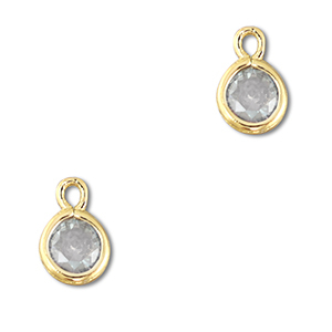 Pendentifs en verre Crystal glass rond Transparent-dor&eacute;