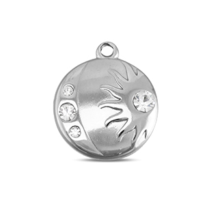 BY31&reg; Breloques en acier Inox lune & soleil Argent&eacute;