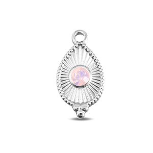 BY31&reg; Breloques en acier Inox goutte Argent&eacute;-rose doux opale