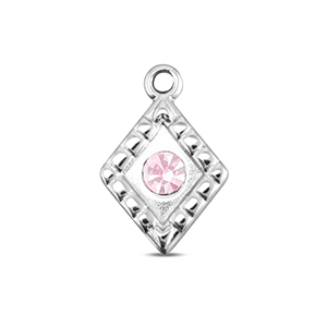 BY31&reg; Breloques en acier Inox losange Argent&eacute;-rose doux opale
