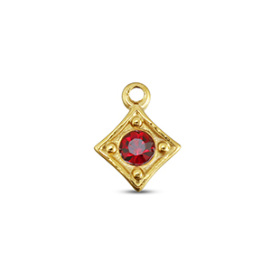 BY31&reg; Breloques en acier Inox losange Dor&eacute;-rouge rubis