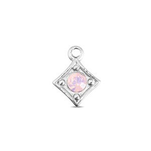 BY31&reg; Breloques en acier Inox losange Argent&eacute;-rose doux opale