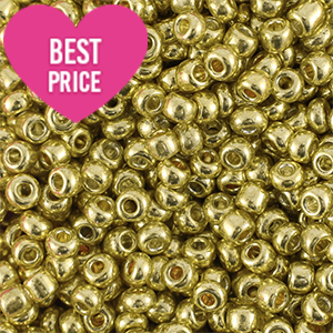 Perles de rocailles 6/0 (4mm) Dor&eacute; jaune brillance m&eacute;tallique