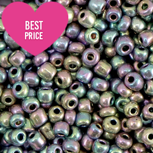 Perles de rocailles 8/0 (3mm) Argent multicolore brillance m&eacute;tallique