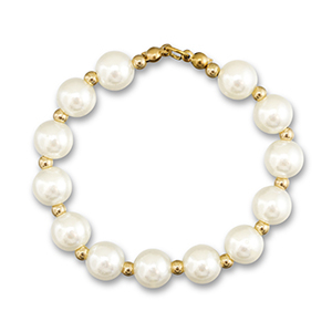Pendentifs accroche-regard collier de perles Blanc-dor&eacute;