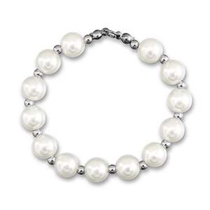 Pendentifs accroche-regard collier de perles Blanc-argent&eacute;