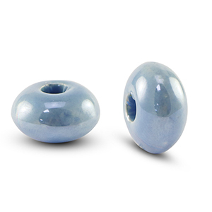 Perles en c&eacute;ramique DQ grecque rondelle Bleu vif