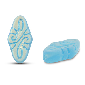 Perles tch&egrave;ques arabesque 19x9mm Bleu clair-mat&eacute;
