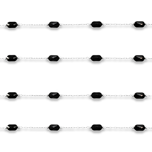 Appr&ecirc;ts en acier inox cha&icirc;ne maille jaseron ovale Argent&eacute;-noir