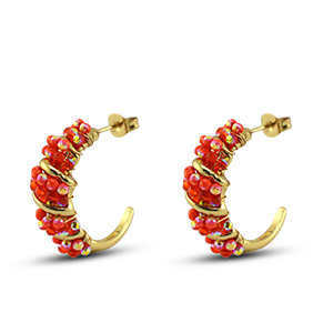 Boucles d&rsquo;oreilles facett&eacute;es torsad&eacute; Orange chaud AB-orange chaud transparent AB-dor&eacute;