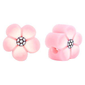 Perles en polym&egrave;re fleur Rose 