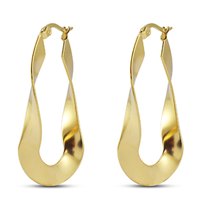 Boucles d'oreilles / puces en acier Inox ovale torsad&eacute; Dor&eacute;