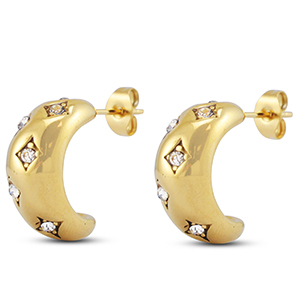 Boucles d'oreilles / puces en acier Inox Dor&eacute;