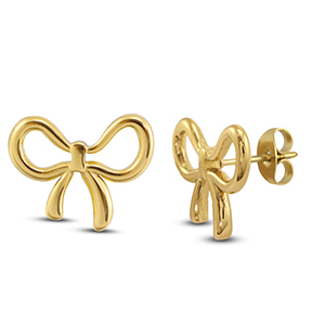 Boucles d'oreilles / puces en acier Inox n&oelig;ud Dor&eacute;