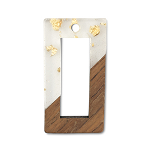 Pendentifs en bois rectangle Transparent-dor&eacute;-marron