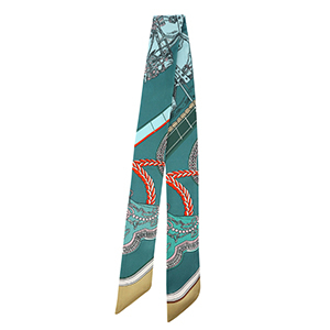 Bandana foulard avec cheval Vert sarcelle-bleu clair-marron clair