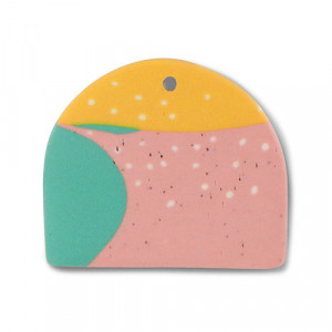 Pendentifs en polym&egrave;re Vert-rose-jaune ocre