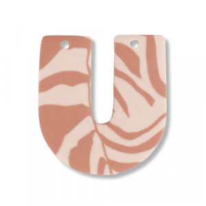 Pendentifs en polym&egrave;re en forme de U Rose p&ecirc;che clair-marron clair