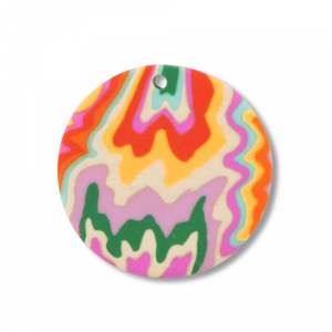 Pendentifs en polym&egrave;re rond Multicolore