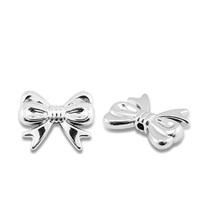 Perles au look m&eacute;tallique n&oelig;ud Argent&eacute; m&eacute;tallique