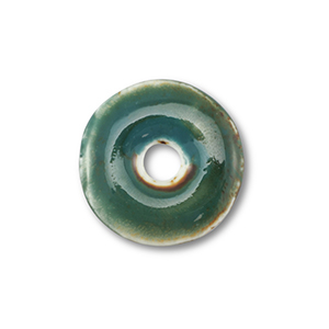 Perles en c&eacute;ramique disque Vert fonc&eacute;-marron