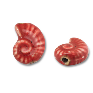 Perles en c&eacute;ramique coquille Rouge