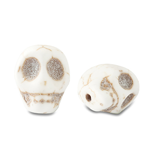 Perles en c&eacute;ramique t&ecirc;te de mort Blanc cass&eacute;