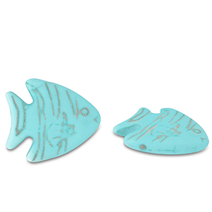 Perles en c&eacute;ramique poisson Bleu turquoise