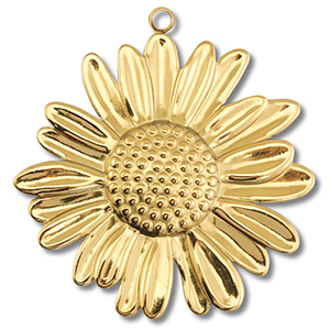 Breloques en acier Inox fleur Dor&eacute;