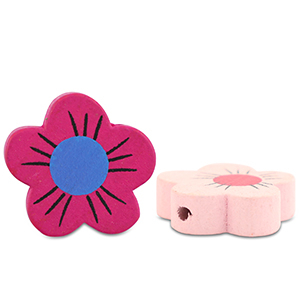 Perles en bois fleur Multicolore