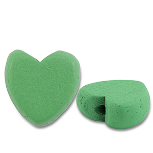 Perles en bois c&oelig;ur Vert