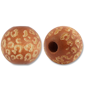 Perles en bois rond 16mm le motif Marron clair-naturel