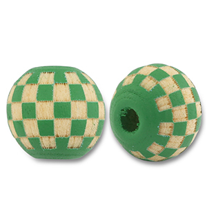 Perles en bois rond 10mm le motif Vert-naturel
