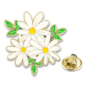 Pins marguerites Blanc-vert-jaune-dor&eacute;