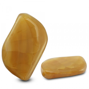 Pierres naturelles perles Calc&eacute;doine & Agate feuille craquel&eacute; Transparent jaune ocre-marron ocre
