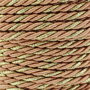 Cordon tendance torsad&eacute; 3mm Marron camel-dor&eacute;