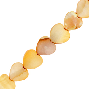 Perles coquillage c&oelig;ur Orange souci
