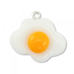 Pendentifs en r&eacute;sine &oelig;uf Blanc-orange