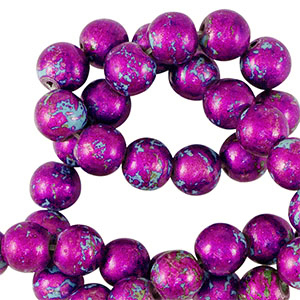 Perles en c&eacute;ramique 6mm M&eacute;tallique violet-bleu